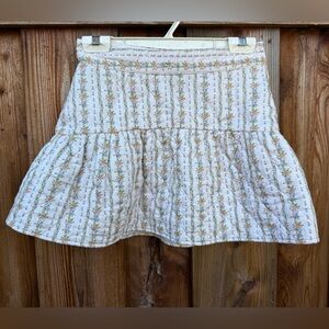 Women’s Floral Tiered Mini Skirt - White with Yellow & Green Accents